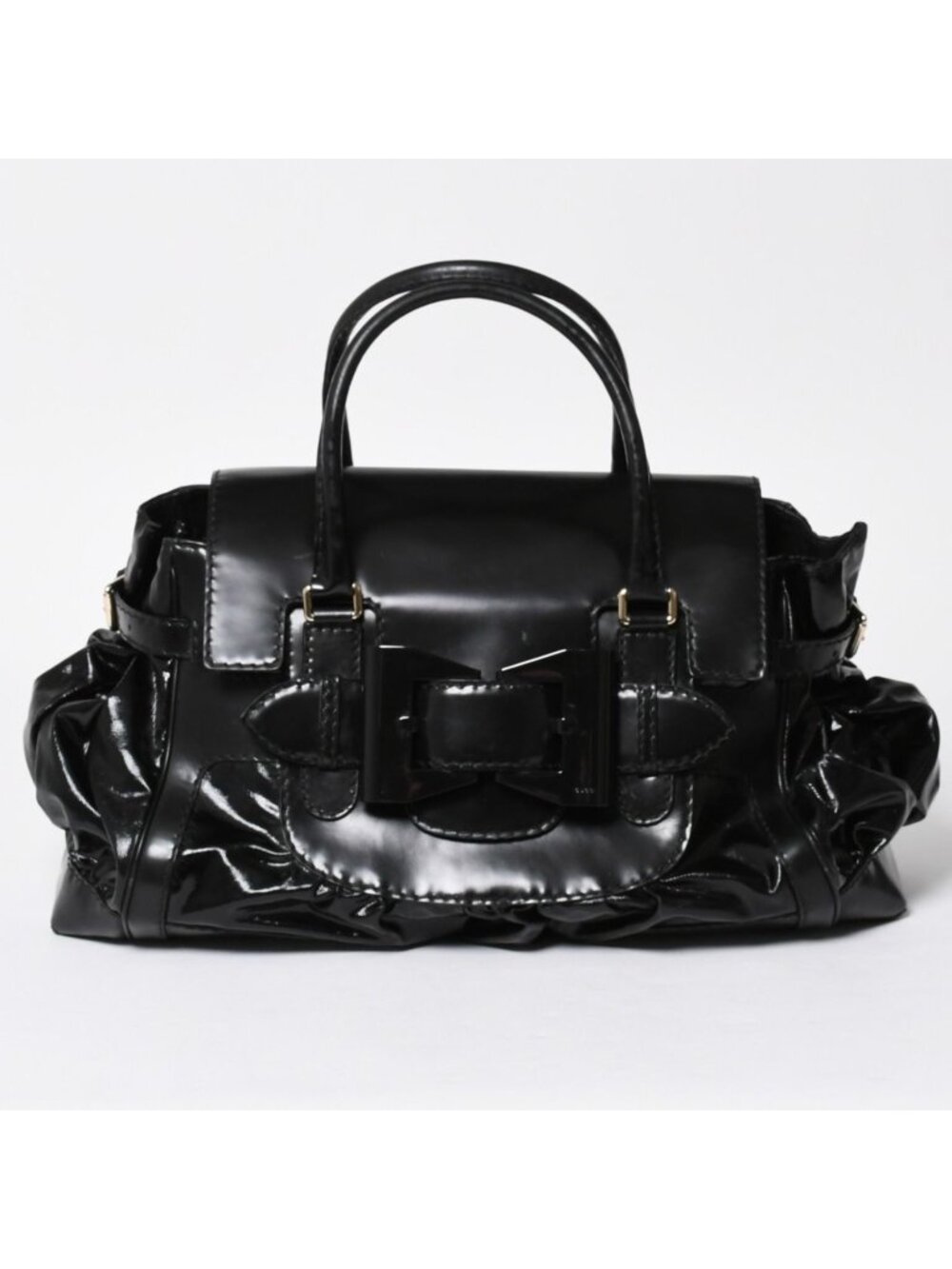 Gucci Queen Boston Bag Tom Ford Era Patent Leather Black Gold
